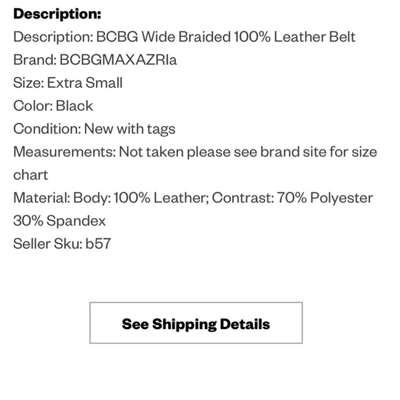 BCBGMaxAzria Braided Stretch Waist Belt -XS - Picture 7 of 7